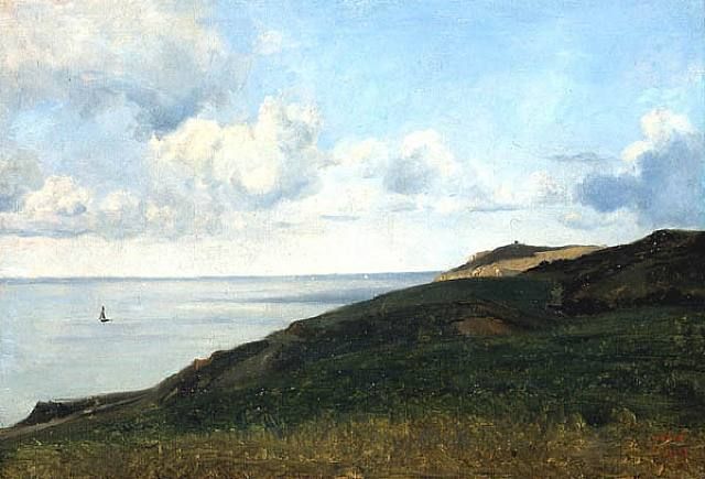 J.-B. COROT, <i>La mer vue du haut des falaises</i>, vers 1830©Galerie Eric Coatalem.