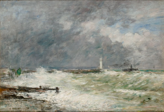 <i>Entrée des jetées du Havre par gros temps</i>, 1895, huile sur toile, 60x73,5