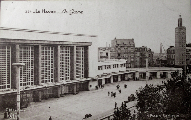Gare et hôtel Printania, vers 1930, carte postale, Le Havre