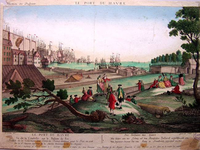 Le port du Havre vu du Bastion du Roy de la Citadelle, 1776, Ozanne Leizelt