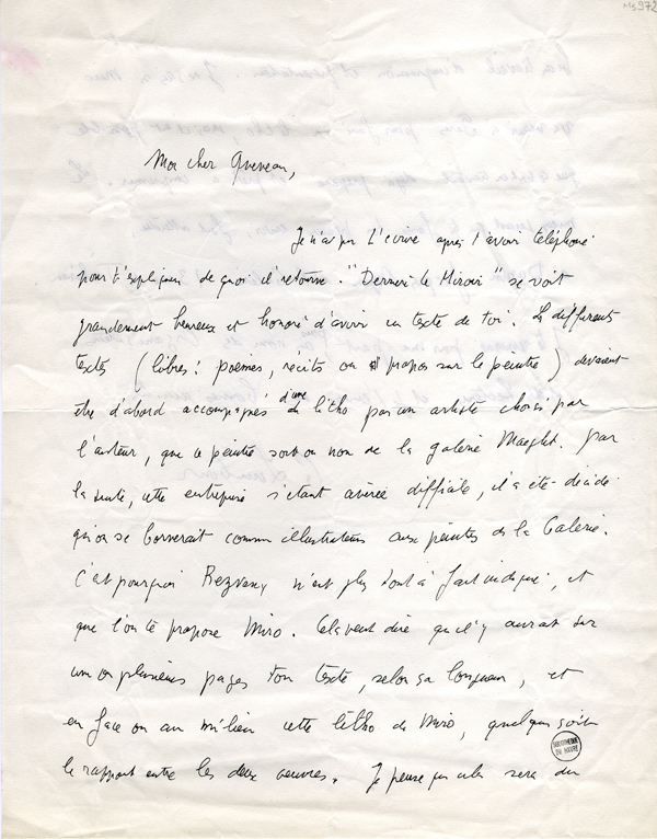 Lettre de G. Limbour à R. Queneau