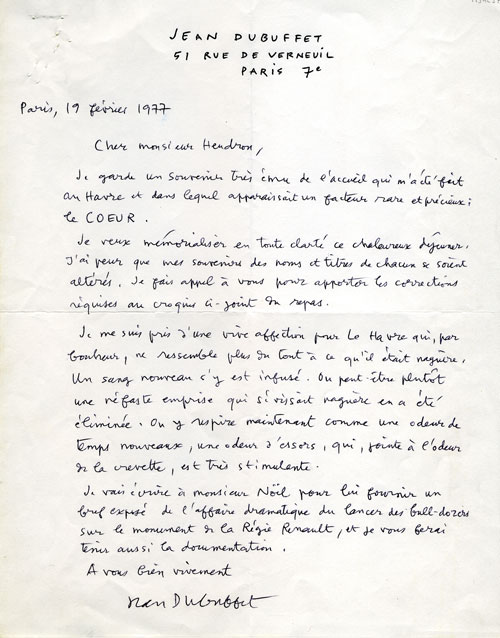 Lettre à André Heudron, 2 avril 1977