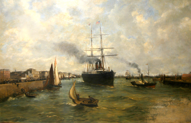 <i>Sortie du port du Havre</i>, huile sur toile, vers 1879
